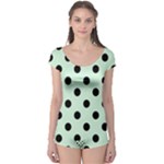 Polka Dots - Black on Pastel Green Boyleg Leotard (Ladies)