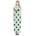 Polka Dots - Black on Pastel Green Short Sleeve Maxi Dress
