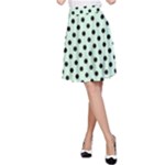Polka Dots - Black on Pastel Green A-Line Skirt