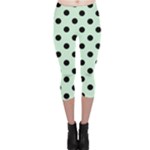 Polka Dots - Black on Pastel Green Capri Leggings