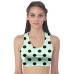Polka Dots - Black on Pastel Green Women s Sports Bra