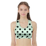 Polka Dots - Black on Pastel Green Women s Sports Bra with Border
