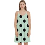 Polka Dots - Black on Pastel Green Women s Reversible Sports Bra with Border