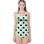 Polka Dots - Black on Pastel Green One Piece Swimsuit