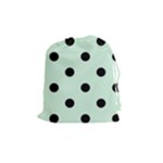 Polka Dots - Black on Pastel Green Drawstring Pouch (M)