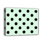 Polka Dots - Black on Pastel Green Deluxe Canvas 14  x 11  (Stretched)