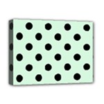 Polka Dots - Black on Pastel Green Deluxe Canvas 16  x 12  (Stretched)