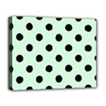 Polka Dots - Black on Pastel Green Deluxe Canvas 20  x 16  (Stretched)
