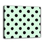 Polka Dots - Black on Pastel Green Deluxe Canvas 24  x 20  (Stretched)