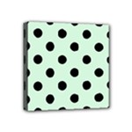 Polka Dots - Black on Pastel Green Mini Canvas 4  x 4  (Stretched)
