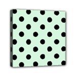 Polka Dots - Black on Pastel Green Mini Canvas 6  x 6  (Stretched)