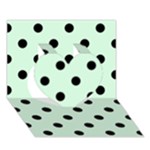 Polka Dots - Black on Pastel Green Heart 3D Greeting Card (7x5)