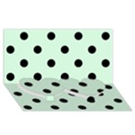 Polka Dots - Black on Pastel Green Twin Heart Bottom 3D Greeting Card (8x4)