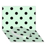 Polka Dots - Black on Pastel Green Circle Bottom 3D Greeting Card (7x5)