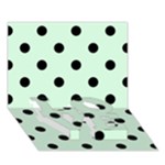 Polka Dots - Black on Pastel Green LOVE Bottom 3D Greeting Card (7x5)