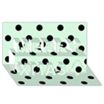 Polka Dots - Black on Pastel Green Merry Xmas 3D Greeting Card (8x4)