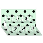 Polka Dots - Black on Pastel Green Happy New Year 3D Greeting Card (8x4)