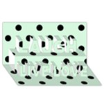Polka Dots - Black on Pastel Green Laugh Live Love 3D Greeting Card (8x4)