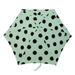 Polka Dots - Black on Pastel Green Mini Umbrella