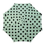 Polka Dots - Black on Pastel Green Golf Umbrella
