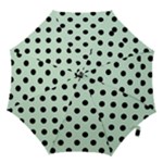 Polka Dots - Black on Pastel Green Hook Handle Umbrella (Medium)