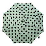 Polka Dots - Black on Pastel Green Hook Handle Umbrella (Small)