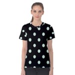 Polka Dots - Pastel Green on Black Women s Cotton Tee