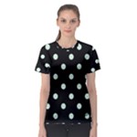 Polka Dots - Pastel Green on Black Women s Sport Mesh Tee