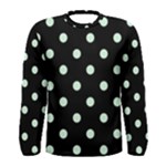 Polka Dots - Pastel Green on Black Men s Long Sleeve T-shirt