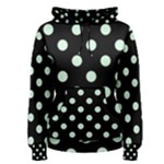 Polka Dots - Pastel Green on Black Women s Pullover Hoodie