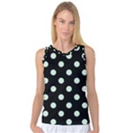 Polka Dots - Pastel Green on Black Women s Basketball Tank Top