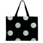 Polka Dots - Pastel Green on Black Zipper Mini Tote Bag