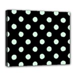 Polka Dots - Pastel Green on Black Deluxe Canvas 24  x 20  (Stretched)