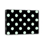 Polka Dots - Pastel Green on Black Mini Canvas 7  x 5  (Stretched)