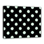 Polka Dots - Pastel Green on Black Canvas 20  x 16  (Stretched)
