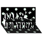 Polka Dots - Pastel Green on Black Happy Birthday 3D Greeting Card (8x4)