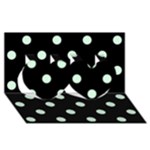 Polka Dots - Pastel Green on Black Twin Hearts 3D Greeting Card (8x4)