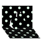 Polka Dots - Pastel Green on Black Apple 3D Greeting Card (7x5)