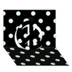 Polka Dots - Pastel Green on Black Peace Sign 3D Greeting Card (7x5)