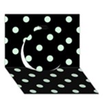 Polka Dots - Pastel Green on Black Circle 3D Greeting Card (7x5)