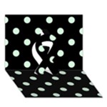 Polka Dots - Pastel Green on Black Ribbon 3D Greeting Card (7x5)