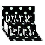 Polka Dots - Pastel Green on Black WORK HARD 3D Greeting Card (7x5)