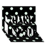 Polka Dots - Pastel Green on Black THANK YOU 3D Greeting Card (7x5)