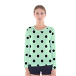Polka Dots - Black on Mint Green Women s Long Sleeve T-shirt