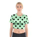Polka Dots - Black on Mint Green Cotton Crop Top