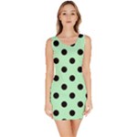 Polka Dots - Black on Mint Green Bodycon Dress