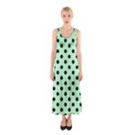 Polka Dots - Black on Mint Green Full Print Maxi Dress