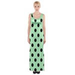 Polka Dots - Black on Mint Green Maxi Thigh Split Dress
