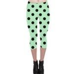 Polka Dots - Black on Mint Green Capri Leggings