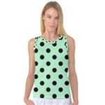Polka Dots - Black on Mint Green Women s Basketball Tank Top